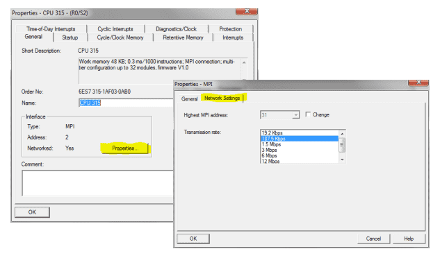 setting on simatic manager step v5.6